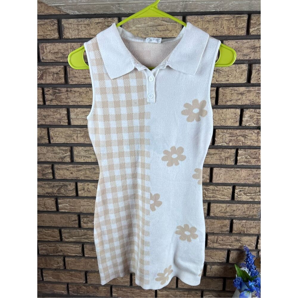 LE LIS Printed Sleeveless Front Button‎ Detail Knit Mini Dress size Small